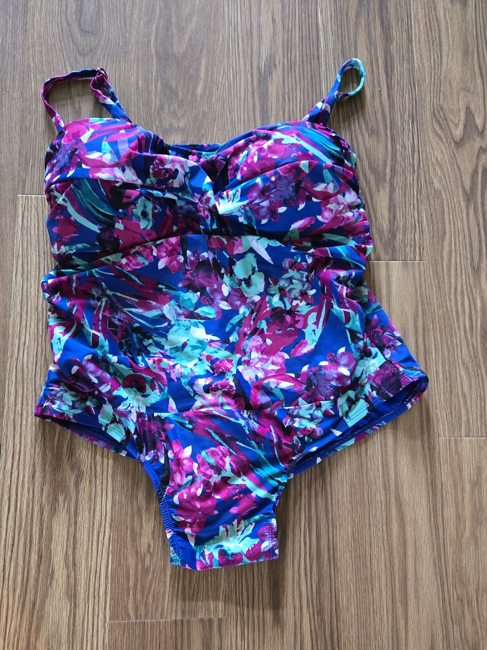Catalina Blue Floral One-Piece Swimsuit with Pink & Teal Accents